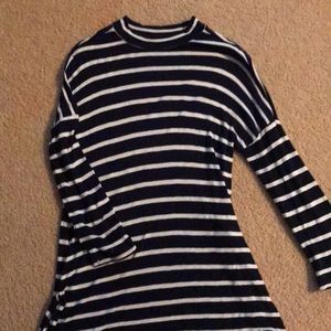 Long Black and White Striped Blouse